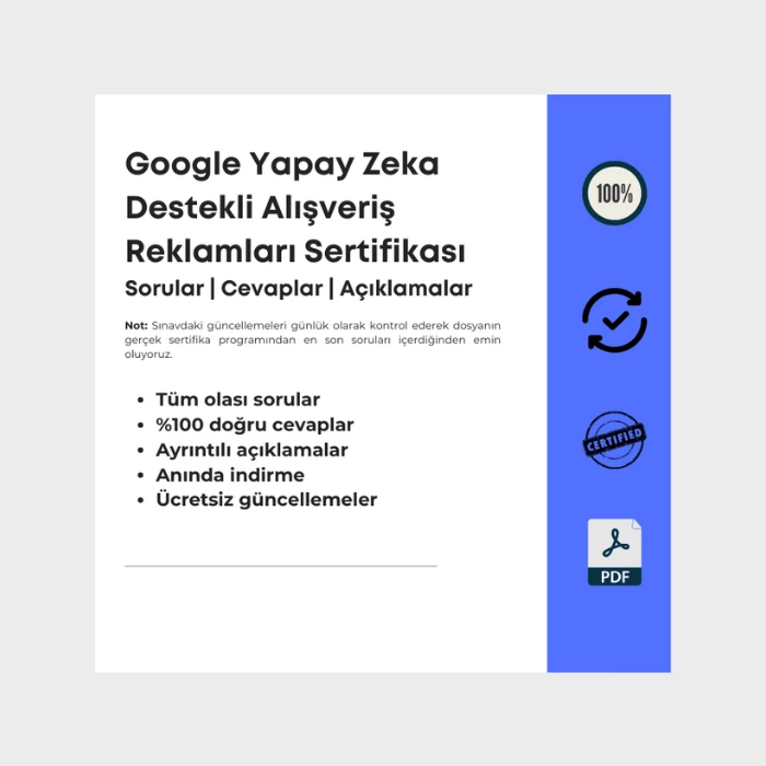 Cevapları içeren dosya Google Yapay Zeka Destekli Alışveriş Reklamları Sertifikası